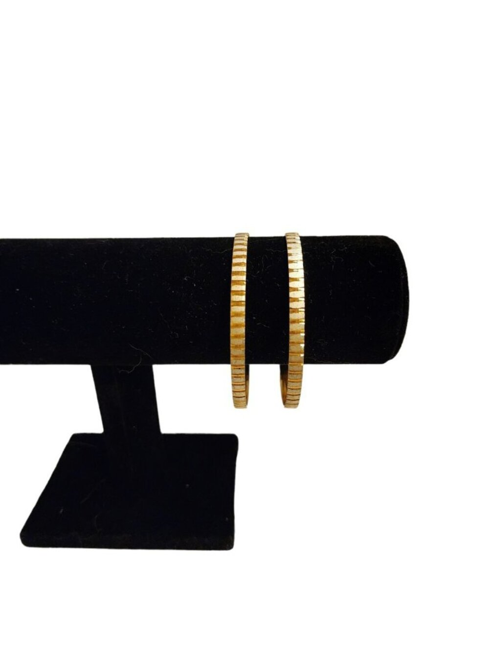 Brushed & Polished Textured Gold Tone Bracelets Bangles Estate set of 2